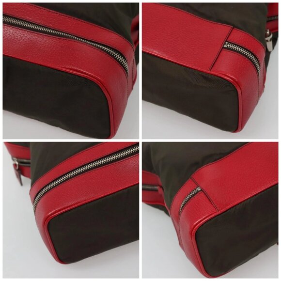 PRADA Hand Bag Nylon Leather Khaki Silver Auth bs24484 - Picture 16 of 16